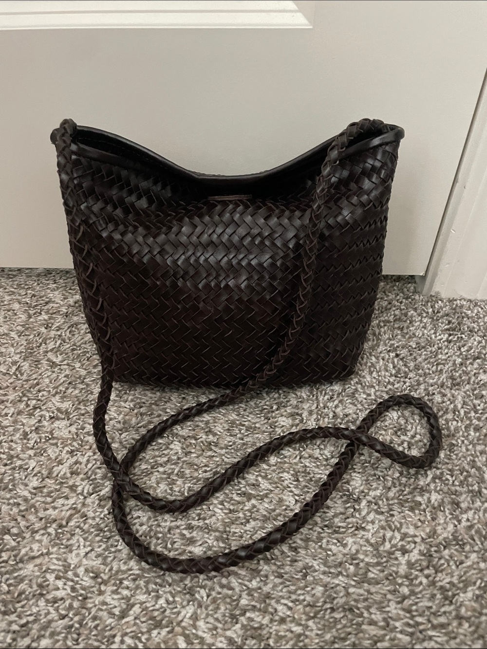 Madewell Dark Brown Woven Leather Shoulder Bag - Picture 6 of 7